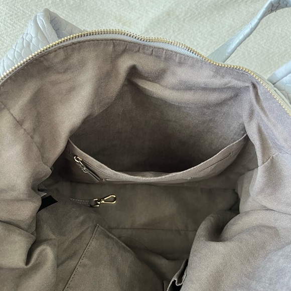 Vince Camuto Convertible Pale Mist Gray Leather Pleated Tote Steph - Picture 12 of 12